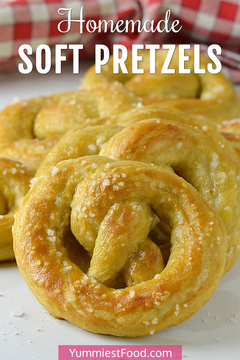 Homemade Soft Pretzels are easy to make and the perfect party food! Salty, buttery and warm, soft pretzels are perfect for Game Day or just for a fun afternoon snack! #gameday #gamedayfood #gamedayrecipes #gamedayappetizers #superbowlrecipes #appetizers #appetizerseasy #breakfast
