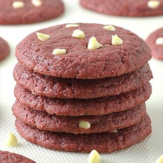 Red Velvet White Chocolate Chip Cookies - Featured Image