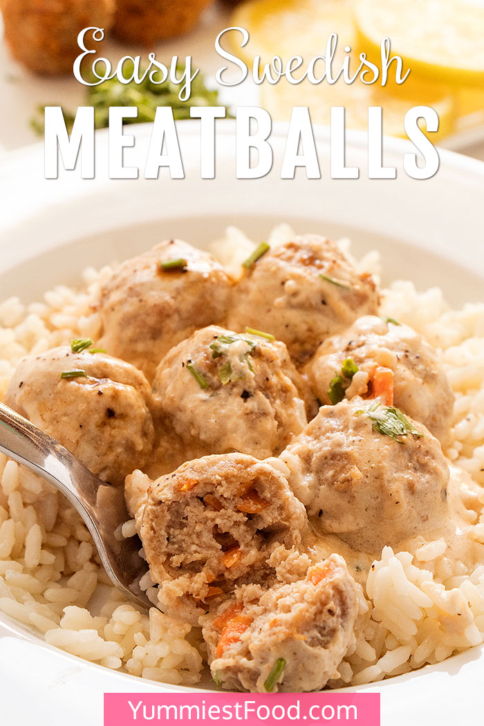 Easy Swedish meatballs – a delicious meal, appetizer, or party snack. Simple, fast, and this time - minced meat without frying in fat! Try and find out why this sauce makes Swedish Meatballs so special! #easyrecipes #lunch #lunchideas #dinner #dinnerrecipes #starter #apetizer #beef #swedishmeatballs #easymeatballs #meatballs