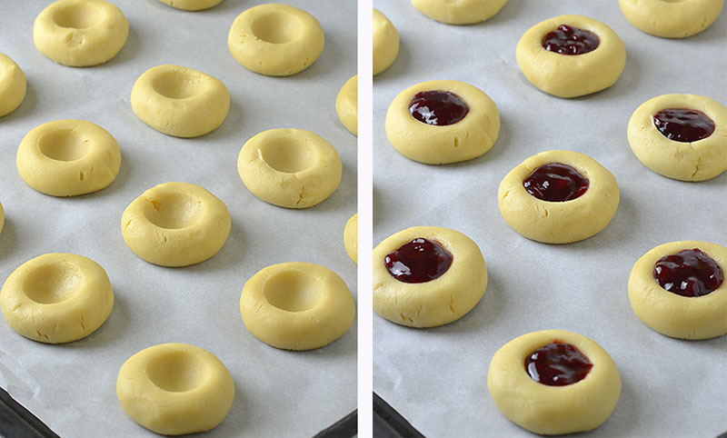Cranberry Thumbprint Cookies - making