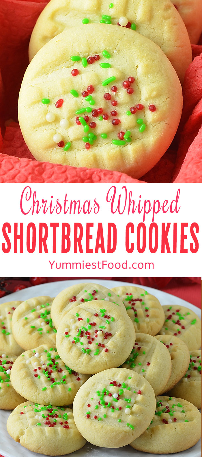 Christmas Whipped Shortbread Cookies are the perfect treat to have on hand during the Holiday season!