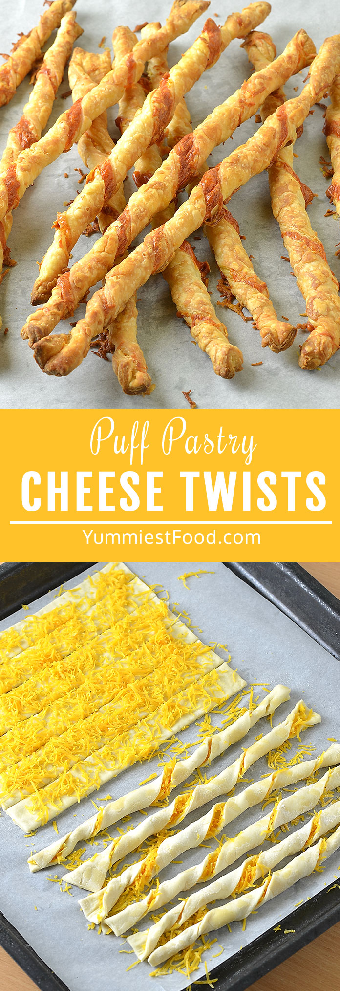 Puff Pastry Cheese Twists are flaky, cheesy and crispy appetizer! They are perfect for parties and entertaining!