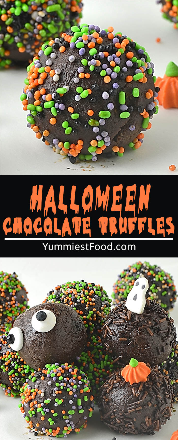  These decadent Halloween Chocolate Truffles are made with just 4 simple ingredients! Perfect for homemade holiday gifts!
