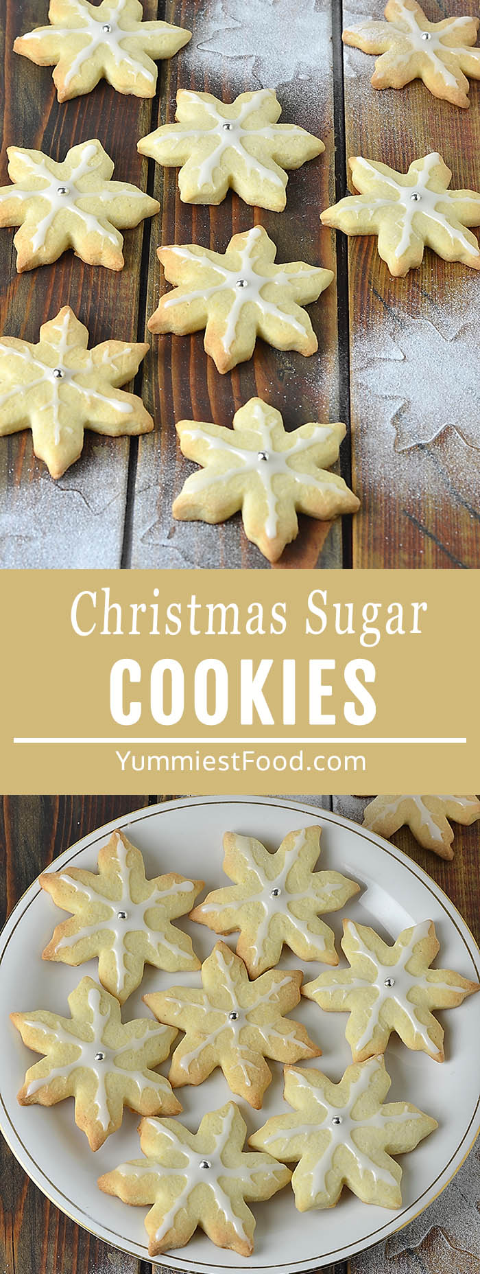 Christmas Sugar Cookies are a festive and easy sugar cookie recipe that is fun to bake and eat! Simple homemade sugar cookie dough is cut into snowflake shapes and then decorated with delicious icing! Perfect for any holiday cookie tray, and so easy to make