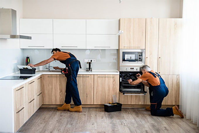 working in the kitchen