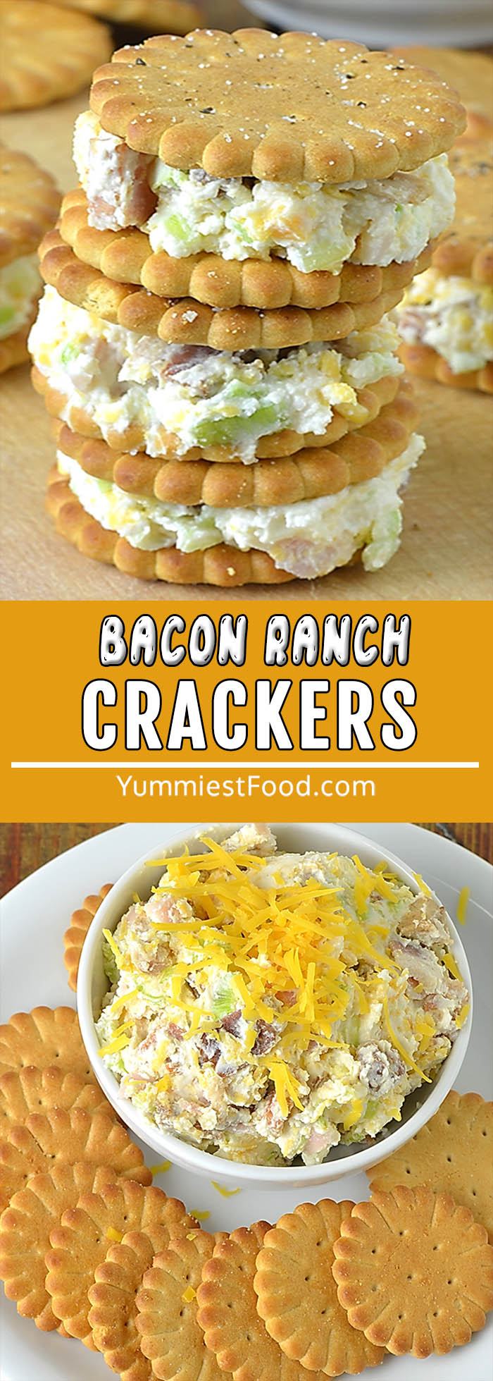 This classic Bacon Ranch Cheese Crackers recipe is made with crispy bacon, ranch seasoning, cream cheese, and cheddar. This make-ahead appetizer is a great way to feed a crowd! Easy snack to make, any time of the day!
