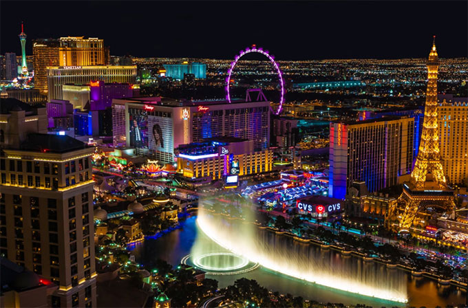 Las Vegas city lights turned on during night time