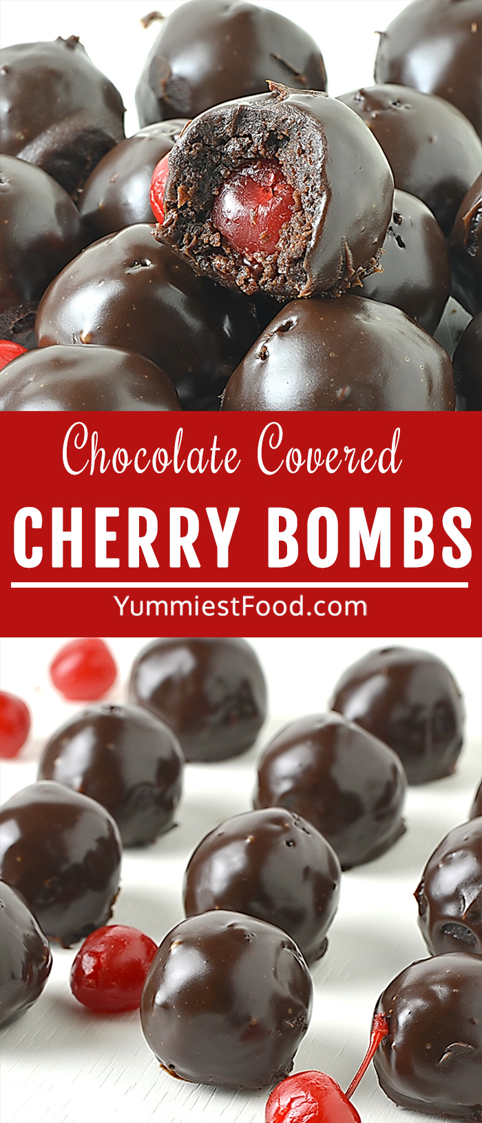 Chocolate Covered Cherry Brownie Bombs combine the flavors of chocolate brownie and cherry all wrapped up in a bite sized delicious dessert!