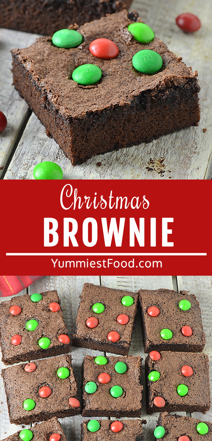 Christmas Brownies are the best brownies dessert dressed up with holiday M&M’s sprinkles! A Delightful Holiday Treat!